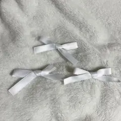 ヘアクリップ リボン ミニサイズ ホワイト ヘアピン