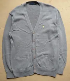 PLAYBOY 刺繍ワンポイント ポケット ニットカーディガン グレー