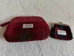 Harris Tweed ポーチ 2点セット レッド系のサムネイル