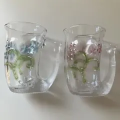 東洋佐々木ガラス　花柄ビアグラス　ビアジョッキ　２個セット