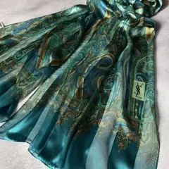 美品✨イヴサンローラン ストール スカーフ ペイズリー柄 シルク　ロング