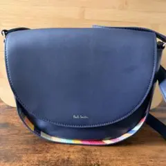 ポールスミス ハーフムーン型 フラップ レザーショルダーバッグ マルチ 