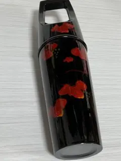 ☆ 八雲塗　黒色の赤い花デザイン花瓶　一輪挿し　花器　インテリア小物　工芸品☆