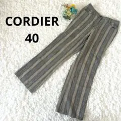 CORDIER コルディア　ストライプ柄　ワイドパンツ　薄手デニム調　日本製　L