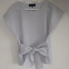 UNTITLED ブルーストライプ フレンチスリーブ トップス 2