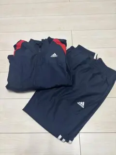adidas ウィンドブレーカーセット ネイビー/レッド　150
