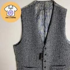 デッドストック　総柄　立体感　ベスト ジレ　ペイズリー柄　ブルー系　古着　個性的のサムネイル