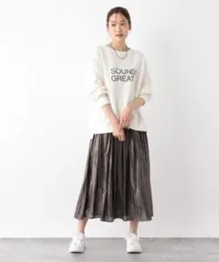 GLOBAL WORK / メタリックプリーツロングスカート / SHORT丈のサムネイル