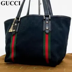 極美品 ✨ グッチ トートバッグ GG柄 シェリーライン キャンバス ブラック