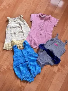 ベビー 70 80 夏服 女の子ロンパース ワンピース4点セット