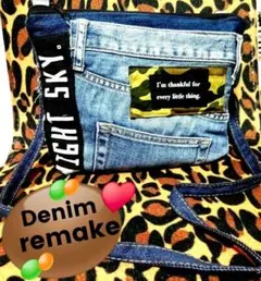 携帯x財布入るぅ♪デニムリメイク( *´艸｀)♥♪カモフラ★サコッシュBag～♥