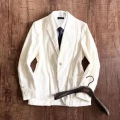<美品>LARDINI ホワイト コーデュロイ ジャケット サイズ42のサムネイル