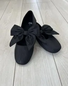 【美品】ZARA キッズ ブラック バレエシューズ 34 21.5〜22cm