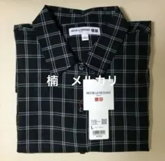 【新品・未使用】ユニクロ イネス コットンシアーチェックシャツ ブラック L