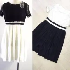 新品☆白黒バイカラー　色違い　ミニワンピース　モノクロ