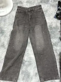 グレーのワイドジーンズ S