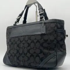 COACH シグネチャー ハンドバッグ トート レザー ブラック