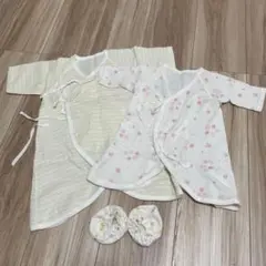 【ミキハウス】新生児用　コンビ肌着　ミトンセット　50〜60サイズ