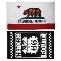 【2枚】特大フラッグ California ＆ ROUTE66 カリフォルニア