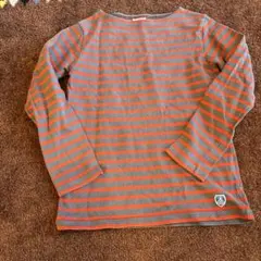 ORCIVAL グレーとオレンジのストライプ長袖Tシャツ