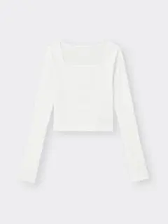 GU ストレッチリブクロップドT ホワイト