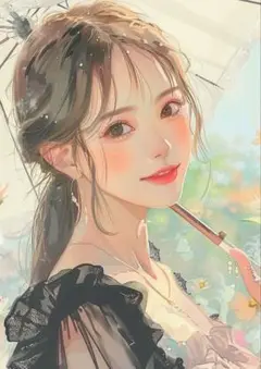 癒しアート 女性 A4プリント AIイラスト 水彩画風 インテリア雑貨 ギフト