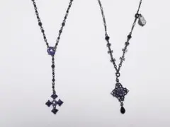 ANNA SUI ロングネックレス クロス バタフライ バラ ブラック