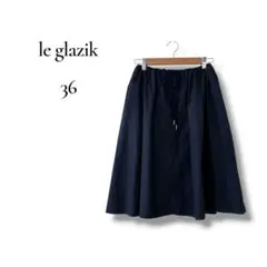 le glazik レディース　ひざ丈フレアスカート　ネイビー　シンプル　Sのサムネイル