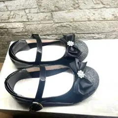 女の子18cmエナメルフォーマルシューズ リボン付き