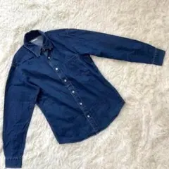GU デニムシャツ 長袖 ボタンダウン 綿100% カジュアル 古着 Sサイズ