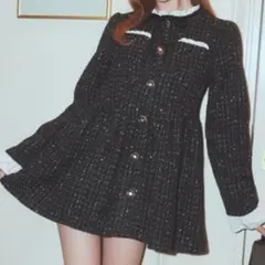 GRL リボンフリルツイードフレアミニコート