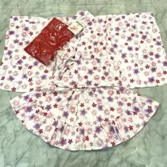 【新品未使用タグ付き】キッズ浴衣 帯セット 110㎝ 花柄