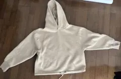 titivate 裏起毛 ショート丈パーカー ベージュ Mサイズ 裾ドロスト