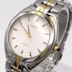 新品電池 SEIKO DOLCE 腕時計 希少ブルーインデックス コンビカラー