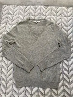 【UNIQLO】カシミアVネックセーター　ライトグレー　　S~Mサイズ相当