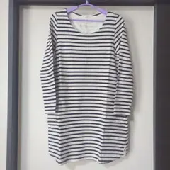 ショコラフィネローブ 長袖 ボーダーワンピース チュニック ボートネック