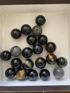 天然石ビーズ 21個　タイガーアイ オニキス アゲート　ブレスレットパーツ　大玉