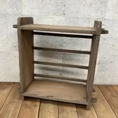 昭和レトロ 本棚 小棚 ラック 木製 本棚 楔 くさび オープンラック 当時物 木製無垢材 1950s ヴィンテージ 楔(くさび)の本棚 小さめ 4段