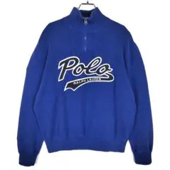 ポロラルフローレンPOLOハーフジップコットンニット青ワッペン30124