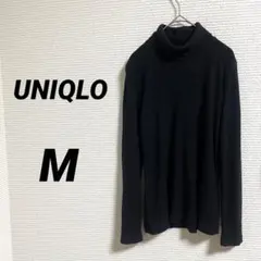 【UNIQLO ユニクロ】 ヒートテックコットンタートルネックT M ブラック