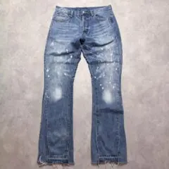 【mnml】ミニマル フレアデニム ブーツカット ペイント ダメージ Y2K