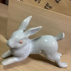 陶器製 兎 置物 木箱付き