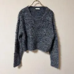 《earth music&ecology 》シャギーニット 長袖 ネイビー