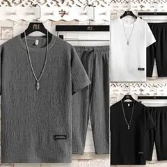 半袖セットアップ メンズ 夏服 上下セット 無地 ２点セット 半袖 Tシャツ