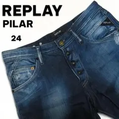 REPLAY PILAR リプレイ デニム 24 ダメージ スキニー インディゴ