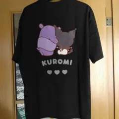 KUROMI　クロミ　 ブラック Tシャツ　サガラ刺繍　tシャツ　キャラクターズ