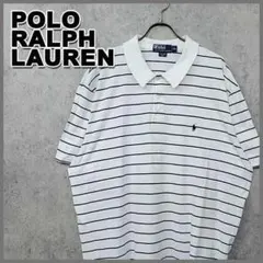 古着 90s ポロ ラルフローレン ポロシャツ ホワイト×ブラック XXL