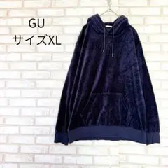 GU ジーユー　ベアプルオーバーパーカー 紺　ネイビー XL フーディー