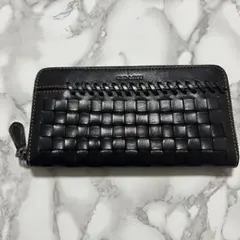 COACH 編み込みデザイン 長財布 ブラック