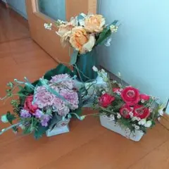 造花アレンジメント 中型 3点セット　花器付
